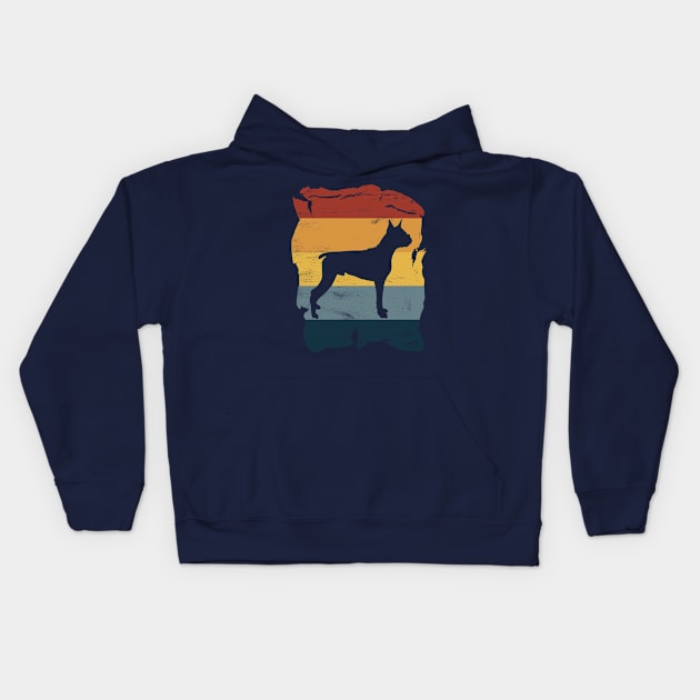 Boxer Dog Distressed Vintage Retro Silhouette Kids Hoodie by DoggyStyles